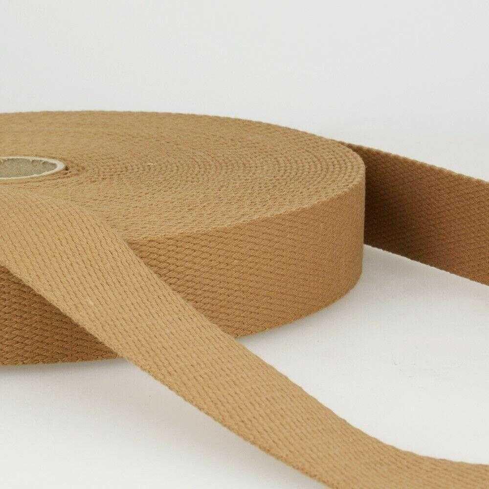 25mm Cotton Webbing 2mm Strap 231D, 044 Dark Beige, 4 Metres โ image 1