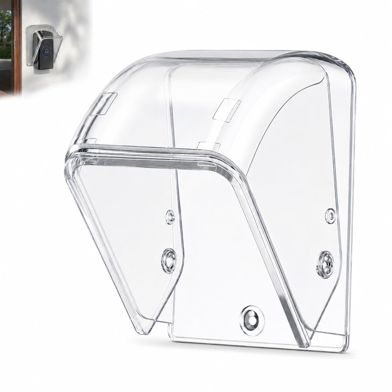 Waterproof Door Bell Cover for Outdoor Doorbells | Transparent PP Rain Cover Dustproof Protector for Wireless Door Chime Button, Weather Shield Housing-image-25