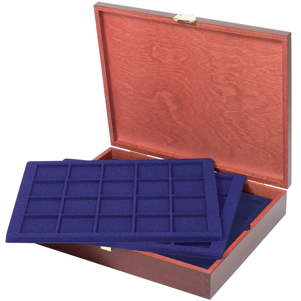 LINDNER Estuche de Madera auténtica para 100 Monedas/cápsulas de hasta un diámetro Externo de 47 mm - EDICIÓN Especial
