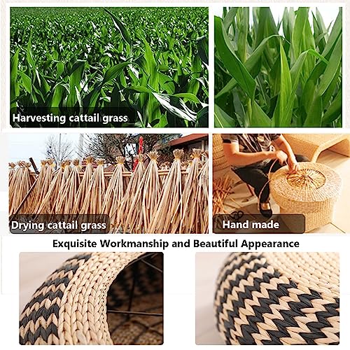 Straw Flat Seat Cushion, Handmade Floor Pouf Mat, Wild Pucao Pillow Floor Mat，Round Braided Pad For Garden Dining Room Living Room Home Decor (Color : A, Size : 23.6"X 7.8") #TOP4