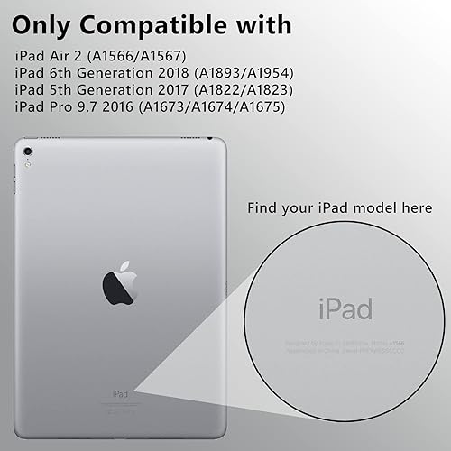 Miniatura 2 de VOFUOE Funda para iPad 9.7 2018 para iPad de 6 generación, soporte para lápices con soporte de mariposa, para iPad de 5 generación 2017, funda