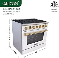 Vista 6 de Akicon Cocina de Gas de Estilo Profesional Deslizante Independiente de 36 pulgadas con Horno de 5.2 Pies Cúbicos, 6 Quemadores, Ventilador
