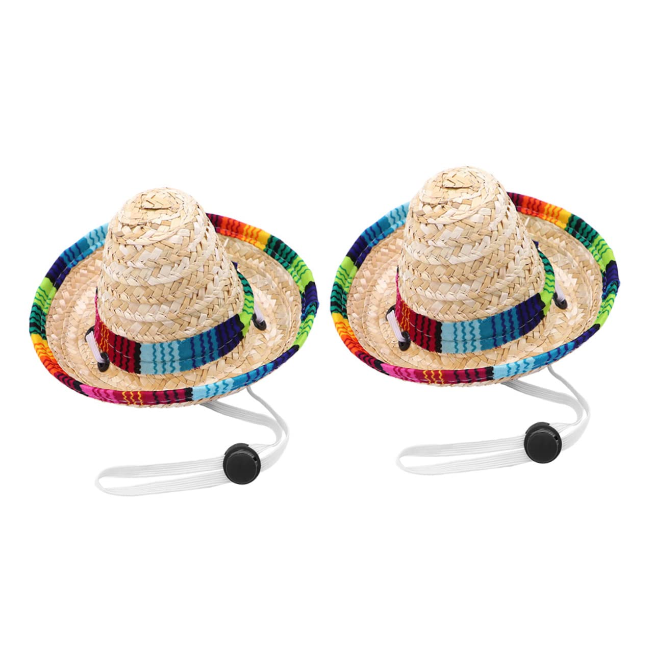 GALPADA 2Pcs Mini Woven Dog Sombrero Hat with Elastic Band Pet Costume Party Decoration for Dogs and Cats for Birthdays and Celebrations