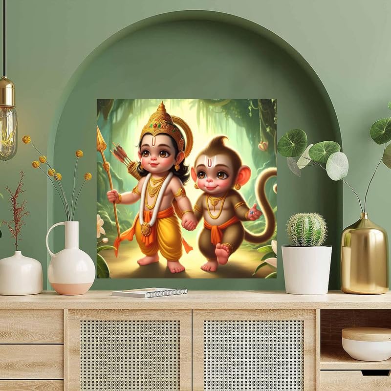 Image of British Terminal Cute little Bal Gopal Baby God Krishna| Kanha Ji | Laddu Lord Makhan Chor Painting Religious Poster for Pregnant Women for wall (matt thin vinyl,sticker,multicolor,unframed)| bj446