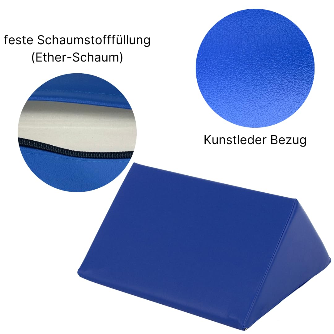 ATC Handels GmbH Beinlagerungskissen Dreieck in den Maßen 45cm x 35cm x 16cm, in 5 erhältlich - Entlastungskissen - Kunstlederbezug - Entspannung - Armlagerungskissen (gelb)