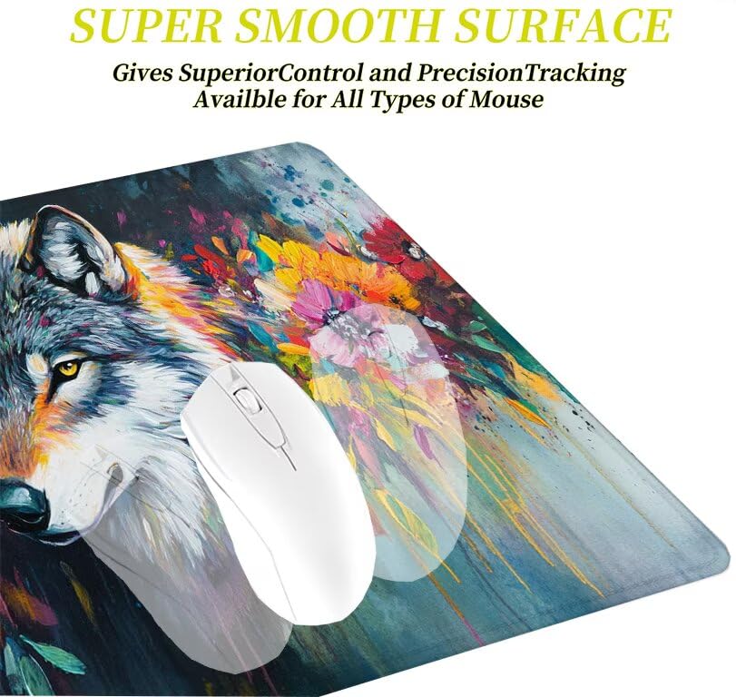 Tapis de souris loup XXL 700x400mm imperméable à précision accrue