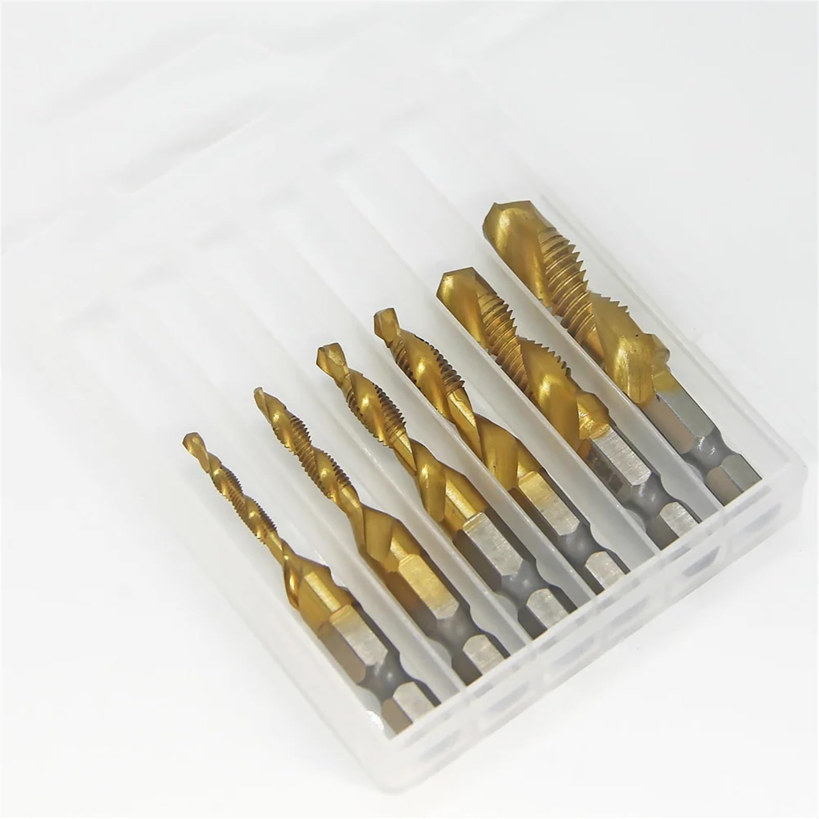 2 punte da trapano con gambo esagonale HSS 4341 filettatura metrica maschiatura macchina vite composta M3 M4 M5 M6 M8 M10 utensili manuali(6PCS 4341C M3-M10BOX)