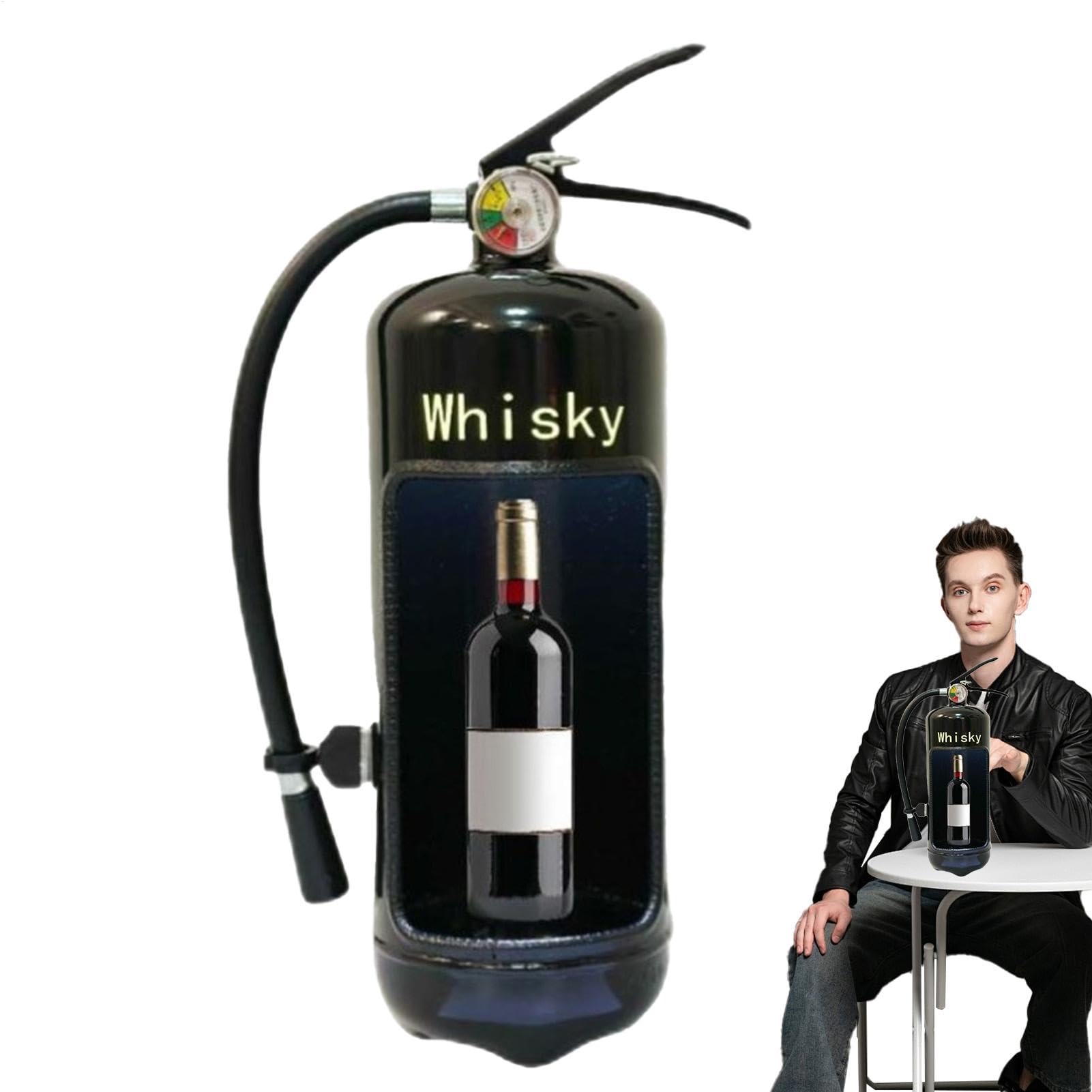 Sostenedor del vino extintor,Extintor Dispensador de vino | Sistema de almacenamiento de vino para el hogar,Caja de vino de armario de hierro creativo para decoración y decoración del hogar