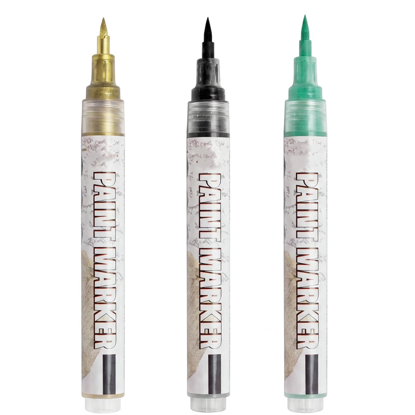 MAUDFEK 3 PCS Tombstone Marker Pens, Gravestone Marker Pens, Gravestone Lettering Touch Up Tool, Red Green Gold Color Markers for Outdoor Memorial Stone Maintenance