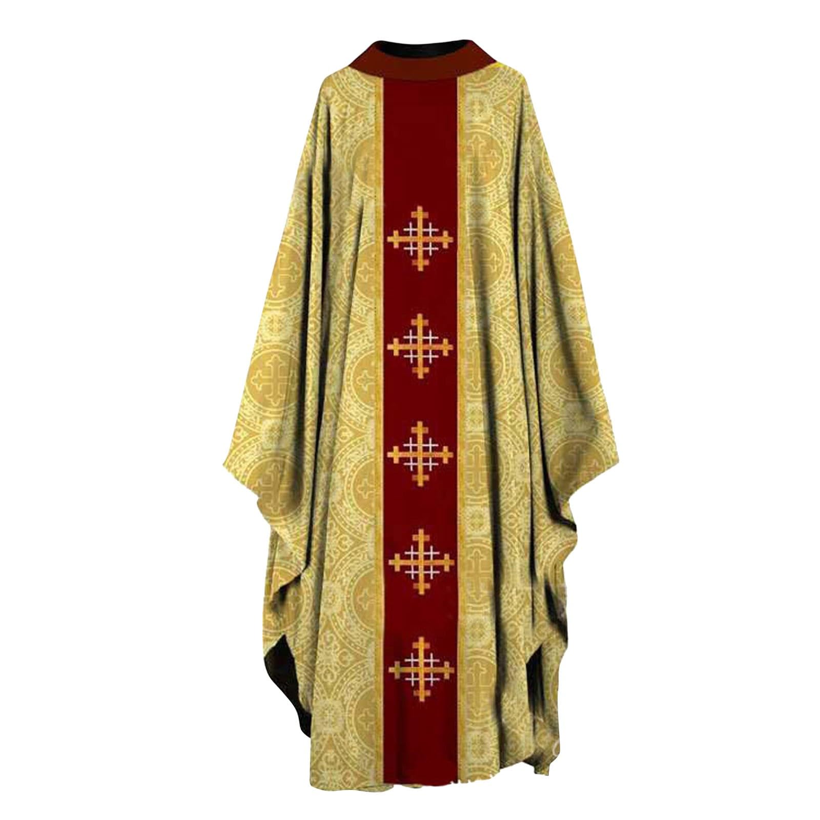 Costume Halloween Cape Médiévale Reine Costume Cosplay Scène Longue Ample Imprimé Numérique Tenue Féminine Fantaisie Déguisement Adulte Spectacle Idéal Événement(Or,XL)