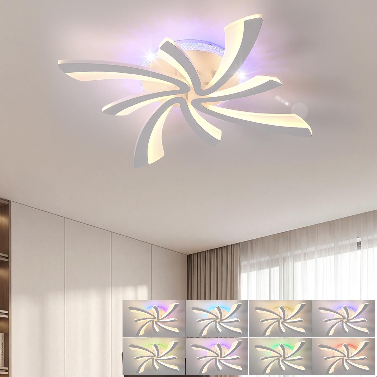Living Room Lights Ceiling Chandelier Ceiling Light with Remote Ceiling Lighting Dimmable RGB Individual Control Ceiling Lamps for Bedroom Dining Room Hallway Study Room Kitchen Lighting Decoration