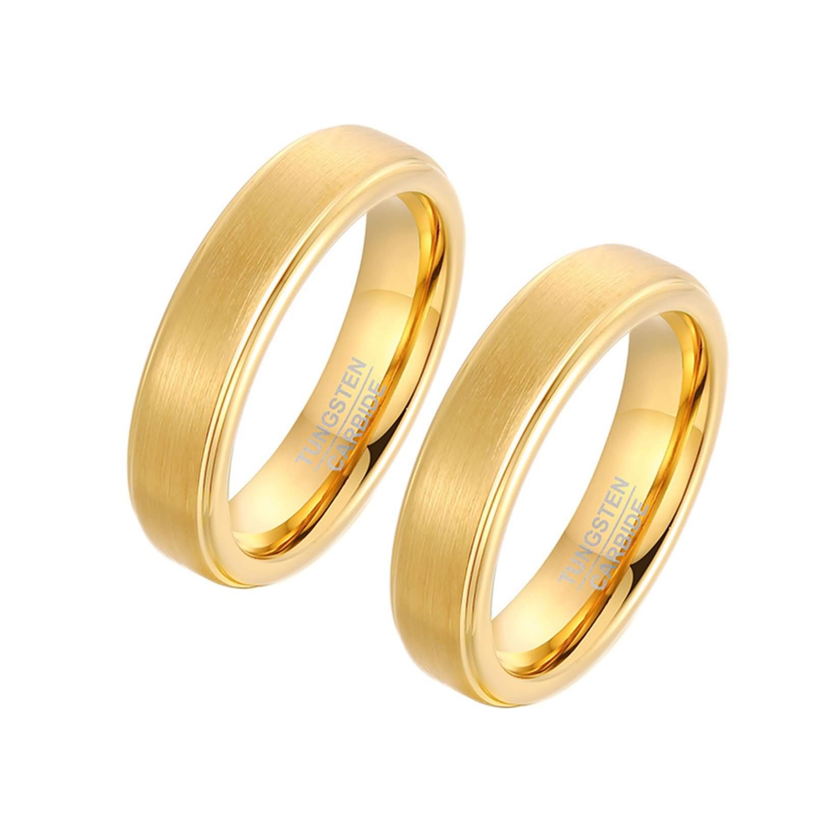 Daesar - Anillo Pareja Grabado,5MM Anillo Oro con Redondo Mate Anillo Compromiso Hombre Tungsteno