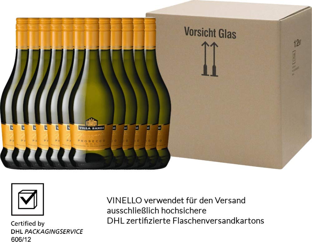 Prosecco Frizzante DOC von Villa Sandi - Perlwein 12 x 0,75l VINELLO - 12er - Weinpaket inkl. kostenlosem VINELLO.weinausgießer