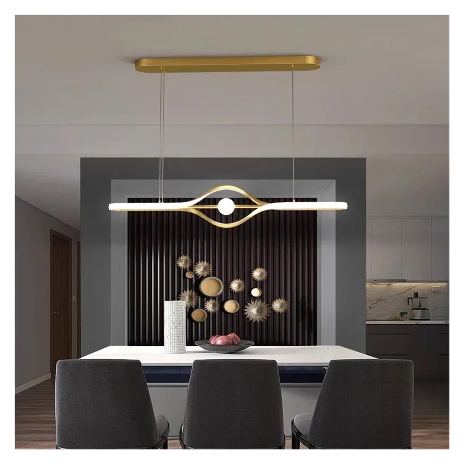 ASerZenith Modern Italian All Copper Restaurant Straight Counter Office Minimalist Dining Room Light Personalized Lighting Fixtures(Gold-Length 110Cm)