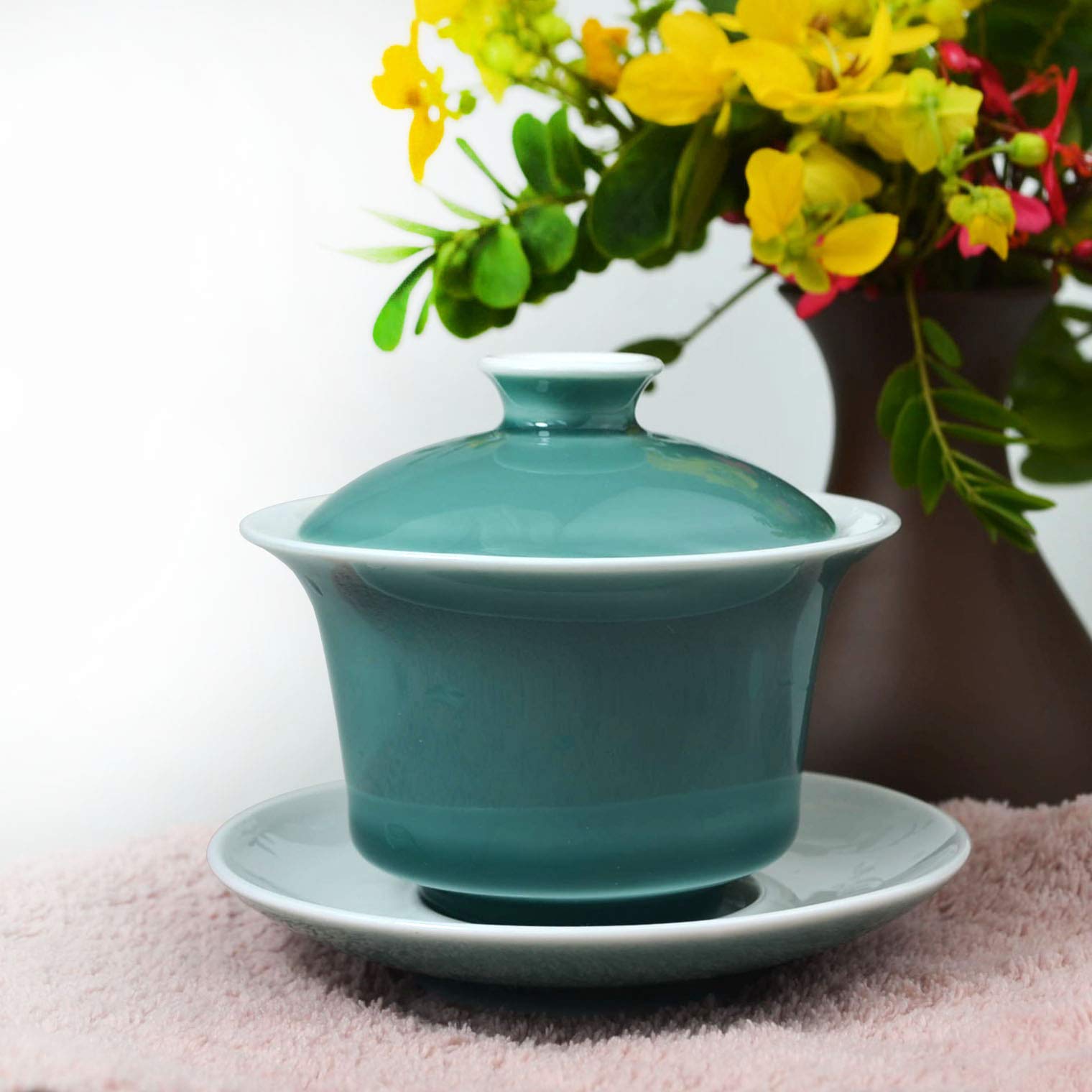 Stara filiżanka do herbaty Gaiwan Porcelain Gaiwan 5oz/150ml Biała szkliwiona filiżanka do herbaty waza chiński zestaw pokrywek do sankai miska pokrywka spodek
