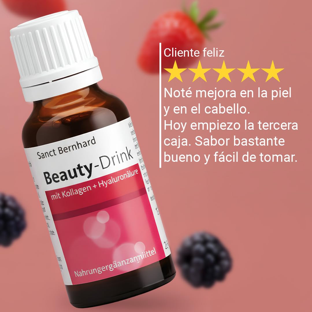 Colágeno Verisol® Beauty-Drink con Ácido Hialurónico - 3x 30 Ampollas colágeno bebible máxima absorción - Piel firme, cabello fuerte, uñas sanas - Vitamina C, Zinc, Biotina - Sabor afrutado listo