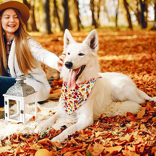 Image of Tunkoo Dog Bandana Super Cute Autumn Fall Dog Scarf - Durable and Stylish Adjustable for Girl or Boy Small Medium and Large Square Puppy Kerchief, L