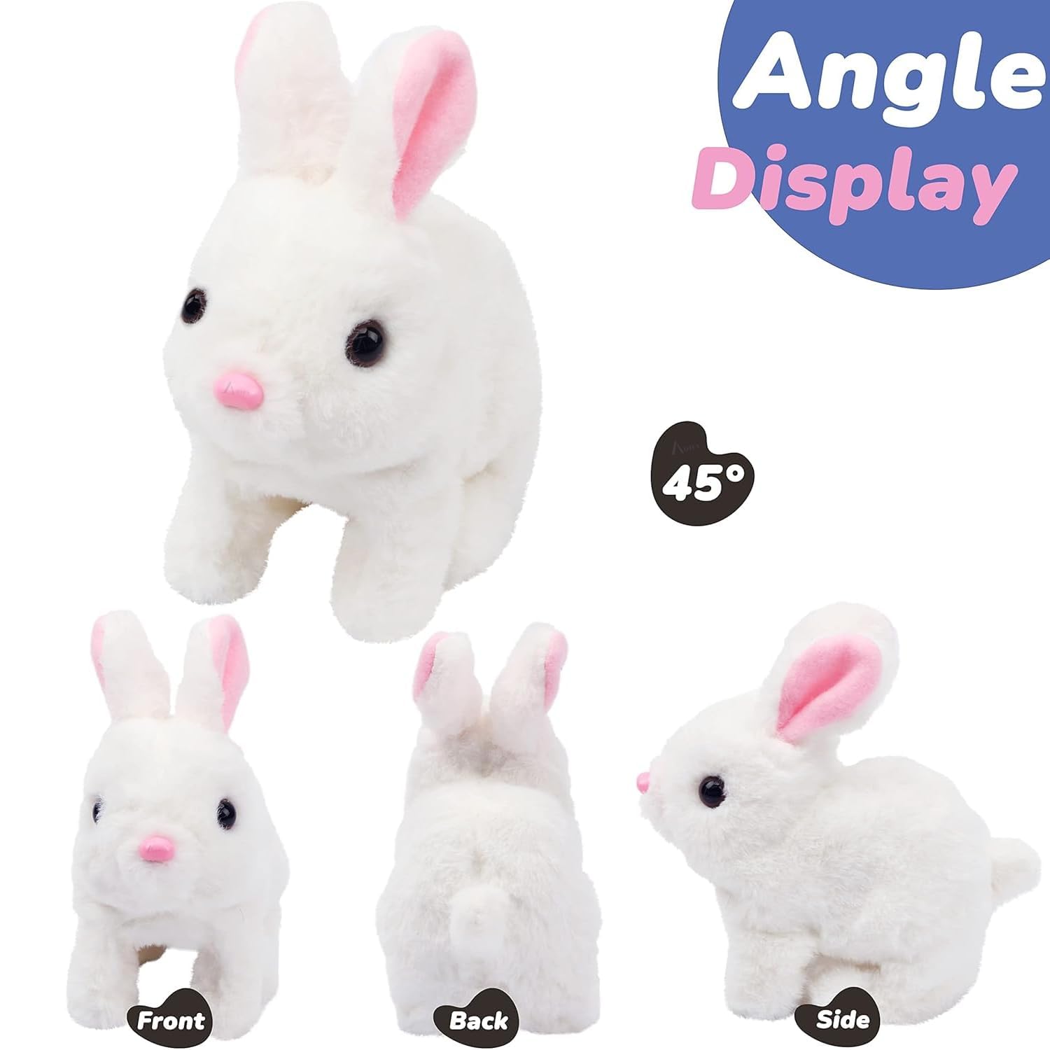 Vizaro Walking Hopping Bunny Toy with Sound-Wiggle Ears,Jumping Motion,Realistic Sounds-Battery Operated Interactive Pet Toy 2