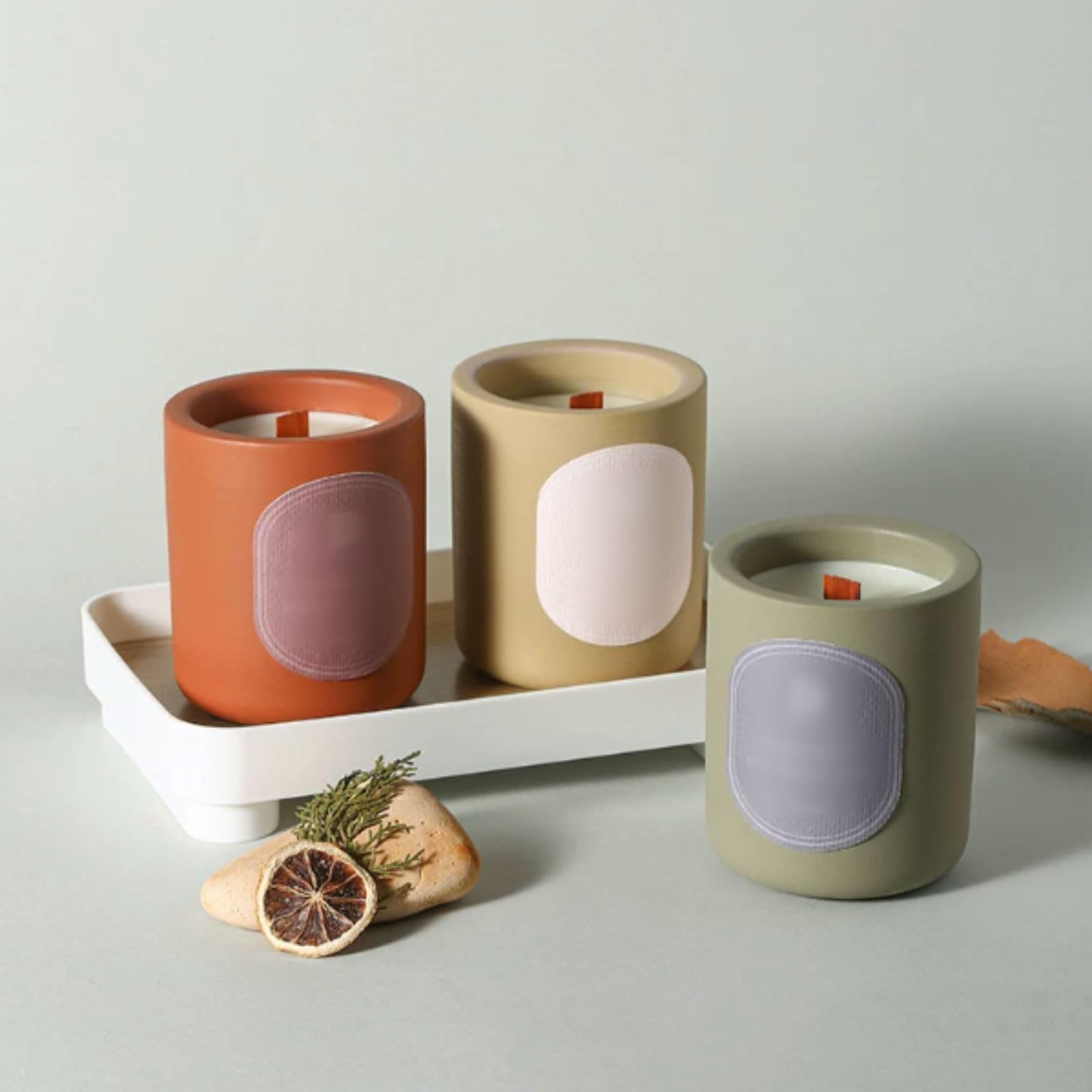 Exquisito Velas de cerámica hechas con cera de soja y aceites esenciales, vela perfumada reutilizable, altamente perfumada for dormitorio y oficina meloso(Beige)