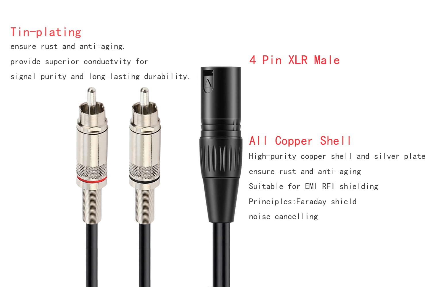 Amazon | luxferre XLr 4 ピン RCA 変換 ケーブル 1m オーディオ