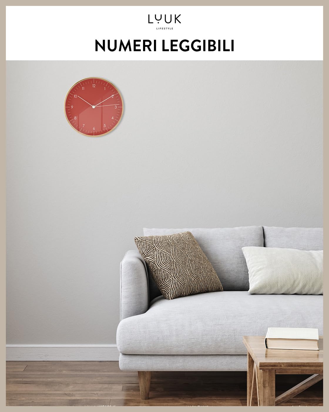 Orologio Da Parete LUUK LIFESTYLE Con Fenicottero - Design Minimalista, Verde E Oro, 30 Cm, Silenzioso, Per Soggiorno E Cucina