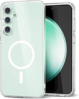 جراب مغناطيسي شفاف لموبايل سامسونج جالاكسي S24 متوافق مع تقنية شحن ماج سيف بتصميم صلب شفاف ورفيع وإطار سيليكون مضاد للصدمات لموبايل سامسونج جالاكسي S24 من زوبيتك