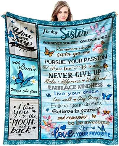 VXDRZGT Sister Birthday Gifts from Sister Blanket, Sister Gifts for Women, Gifts for Sister from Sisters, Birthday Present for Sister from Brother, Sister Gift Ideas Throw Blanket 60 x 50 inch