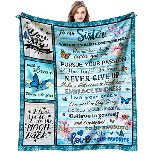 Vxdrzgt Sister Birthday Gifts From Sister Blanket, Sister Gifts For Women, Gifts For Sister From Sisters, Birthday Present For Sister From Brother, Sister Gift Ideas Throw Blanket 60 X 50 Inch #TOP2