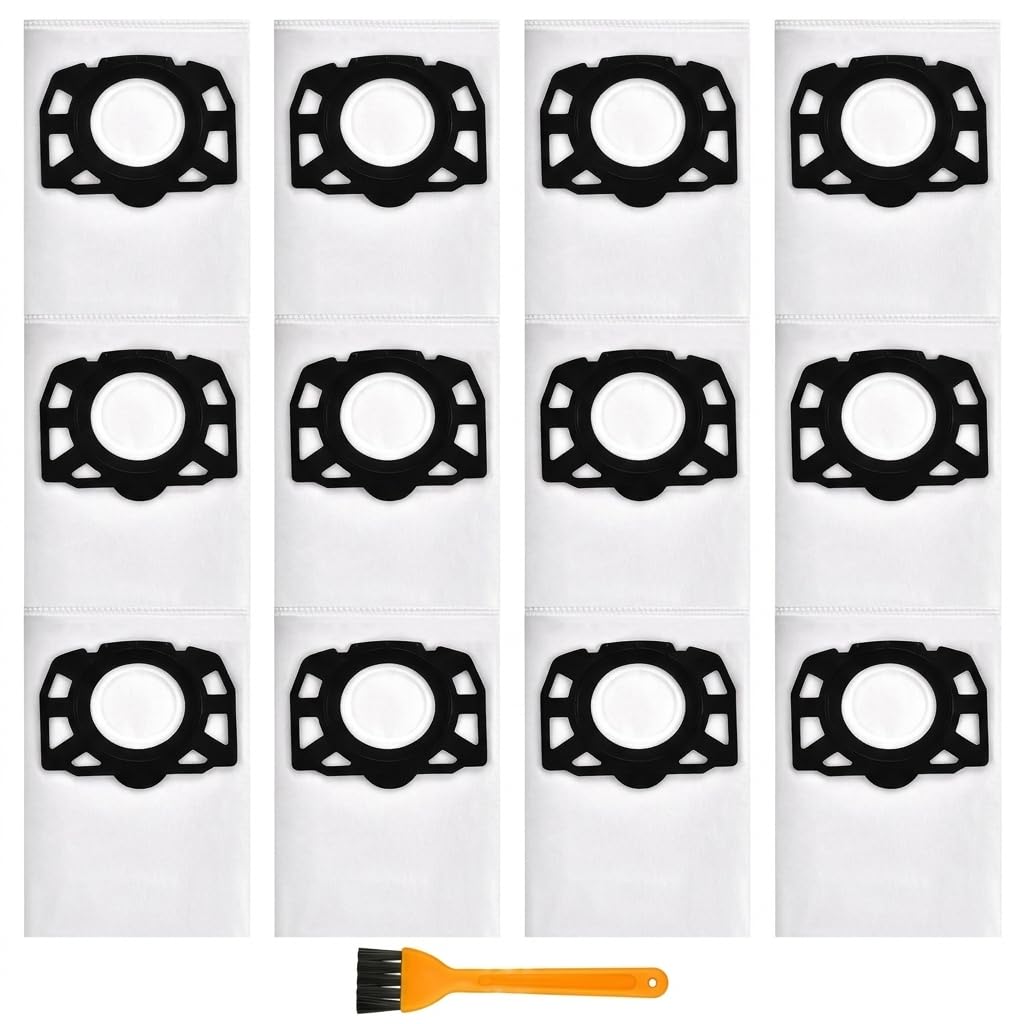 12 Sacchetti per Aspirapolvere Karcher KFI 357 Compatibili con WD3 WD2 Plus KWD1 KWD2 KWD3 MV3 WD3.200-WD3.800M SE4001 SE4002, Sostituisce 2.863-314.0