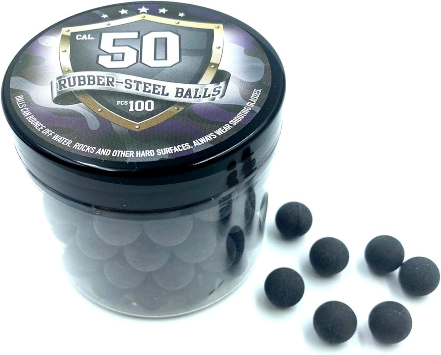 100 x Premium Quality Hard Mix Rubber Steel Balls Paintballs Reballs 50 Cal. Pistols Home Defense - Billes D'acier en Caoutchouc dur Paintball Calibre .50