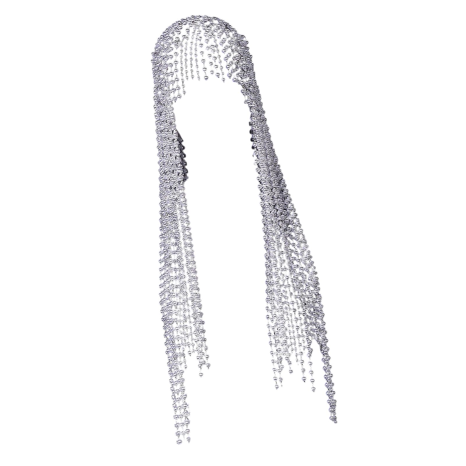 Accessorio per capelli impreziosito da cristalli Fascia per capelli vintage con frange per feste e occasioni speciali Gioielli per capelli con perle finte