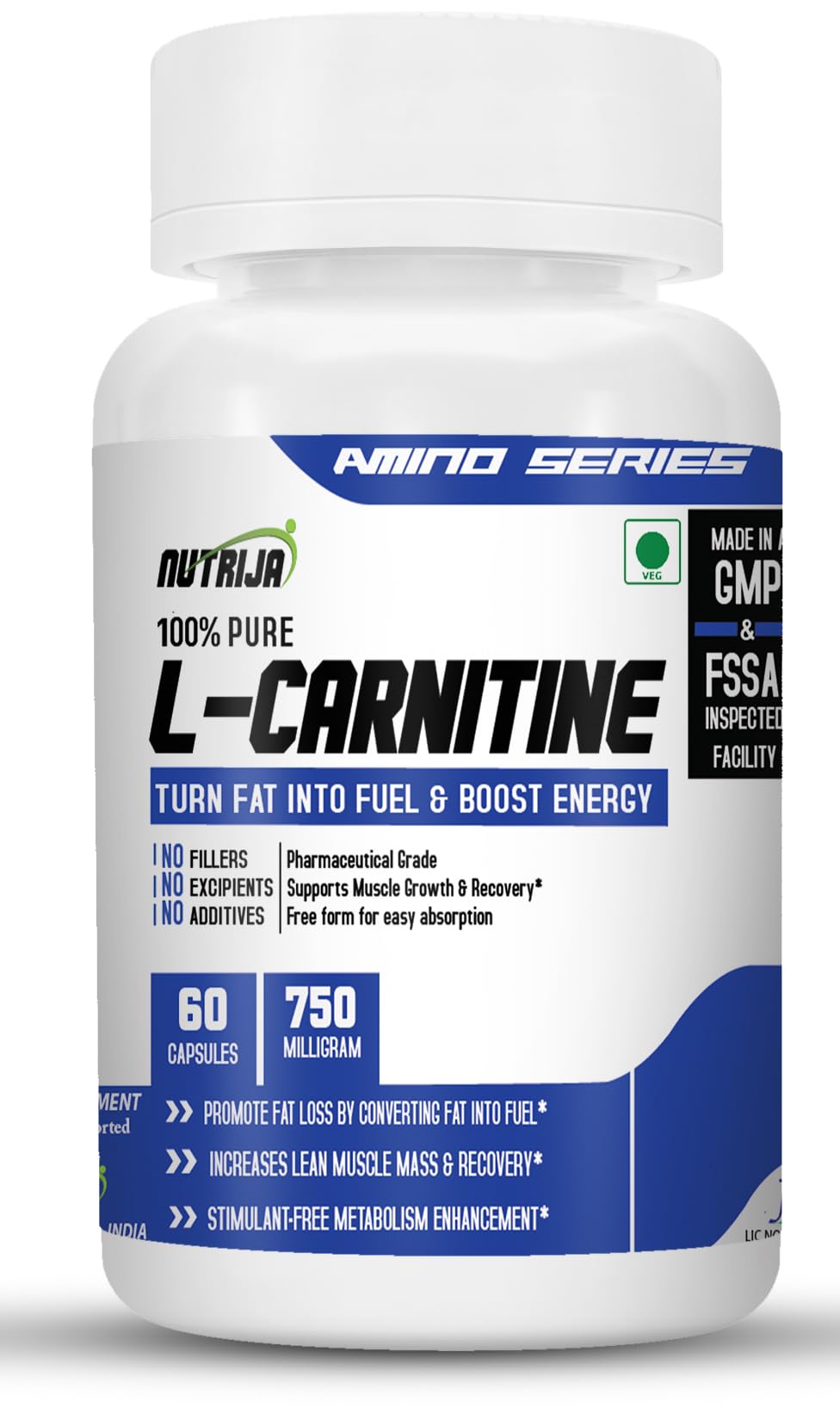 Nutrija-L-CARNITINE 750MG 60 Capsules (B07SMNP7YX) Amazon Price History, Amazon Price Tracker