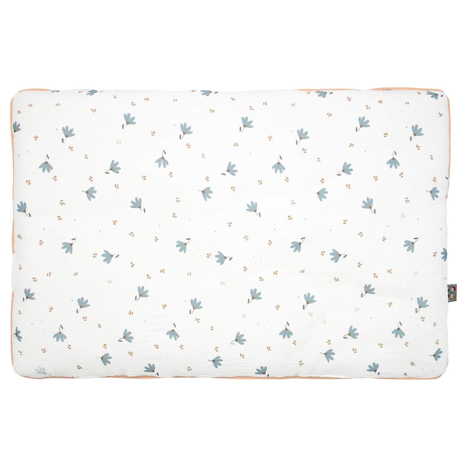 Sevira Kids – Almohada plana reversible de gasa de algodón, aciano Made in France