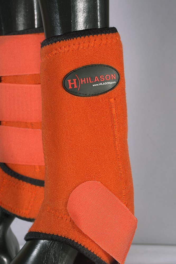 HILASON Par de Botas Deportivas para Caballos pequeños de Pierna Delantera, Color Naranja y Negro