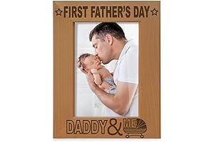 KATE POSH - Custom Engraved Daddy & Me First Father's Day Picture Frame (5x7-Vertical)