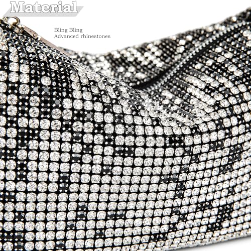 Image of BBTT.ful Rhinestone Evening Handbags Sparkling Crystal Purse Daily Casual Shoulder Bag