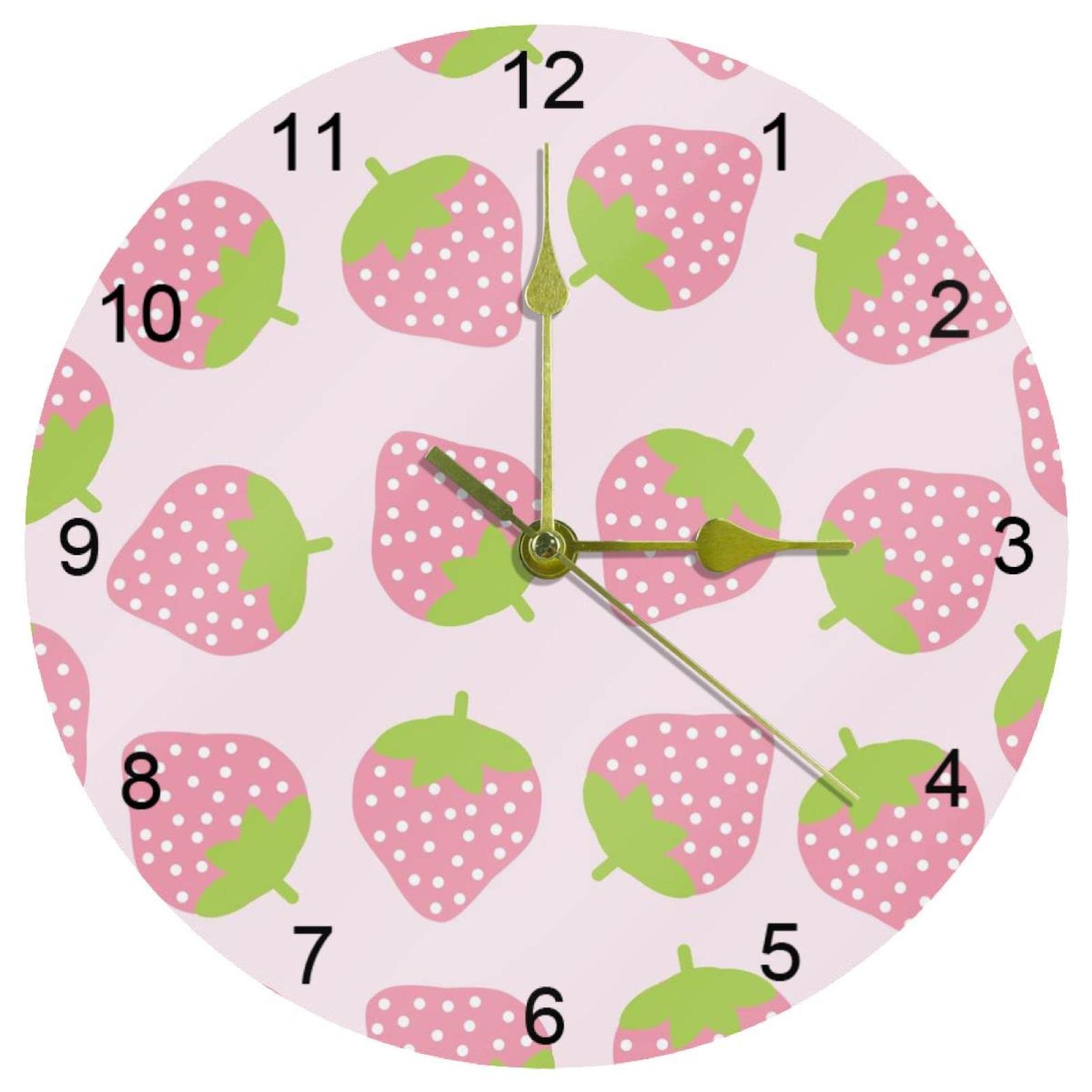 Horloge murale silencieuse 25,4 cm rose clair avec chiffres arabes pour maison