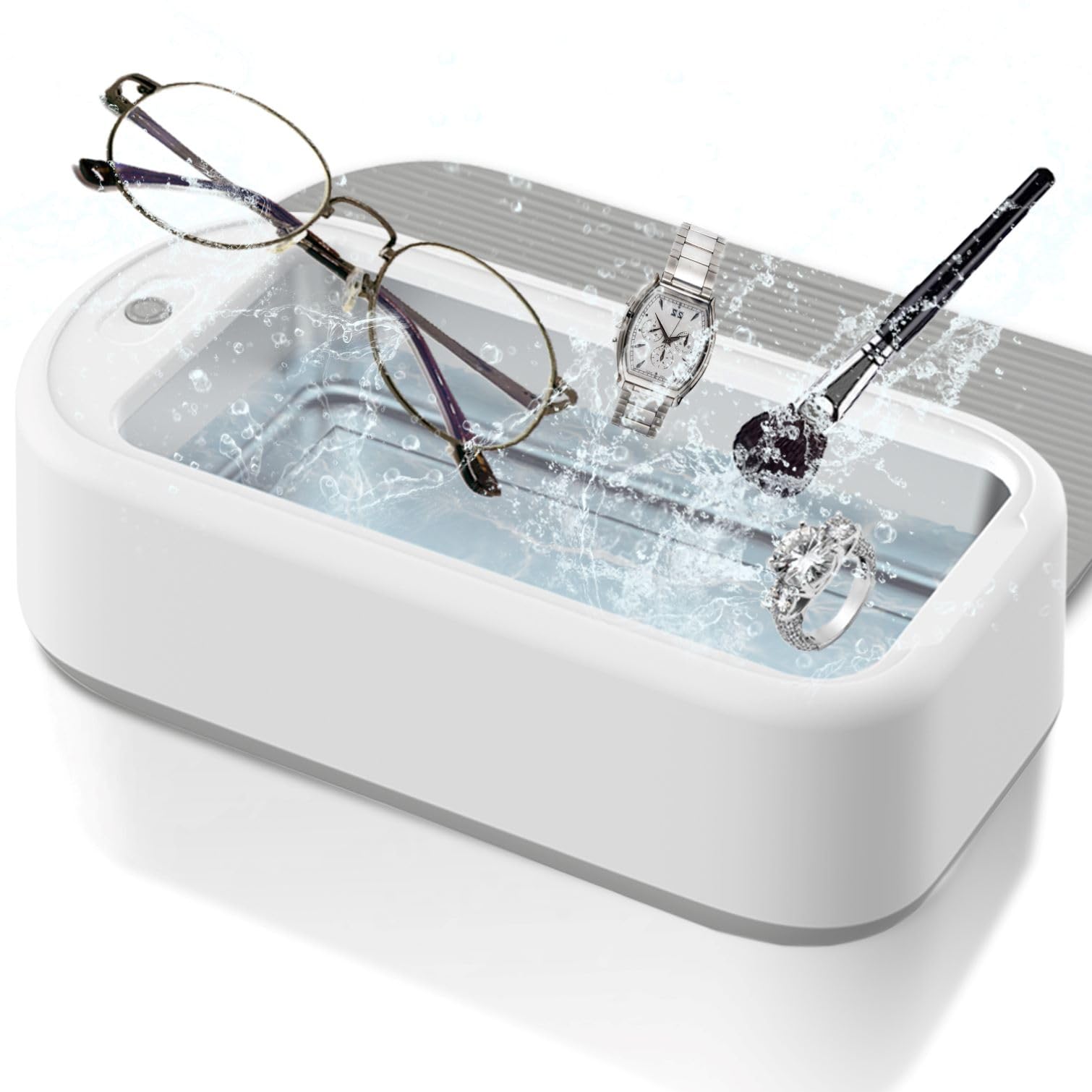 Ultrasonic Jewelry Cleaner, 40W 22oz (640ml) 48KHz Portable Professional Ultrasonic Cleaner for Eyeglass, Watches, Ring, Blade Razor Classic(White)