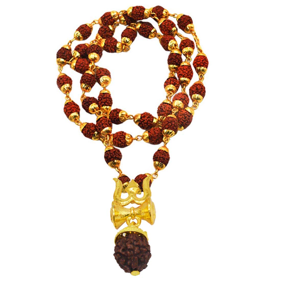 Sullery Religious Jewelry Shiv Rudraksha Trishul Damru Locket with Rudhrasha Gold Plated Brass Wood Necklace Pendant for Men and Boys (B08FDXP9ZV) Amazon Price History, Amazon Price Tracker