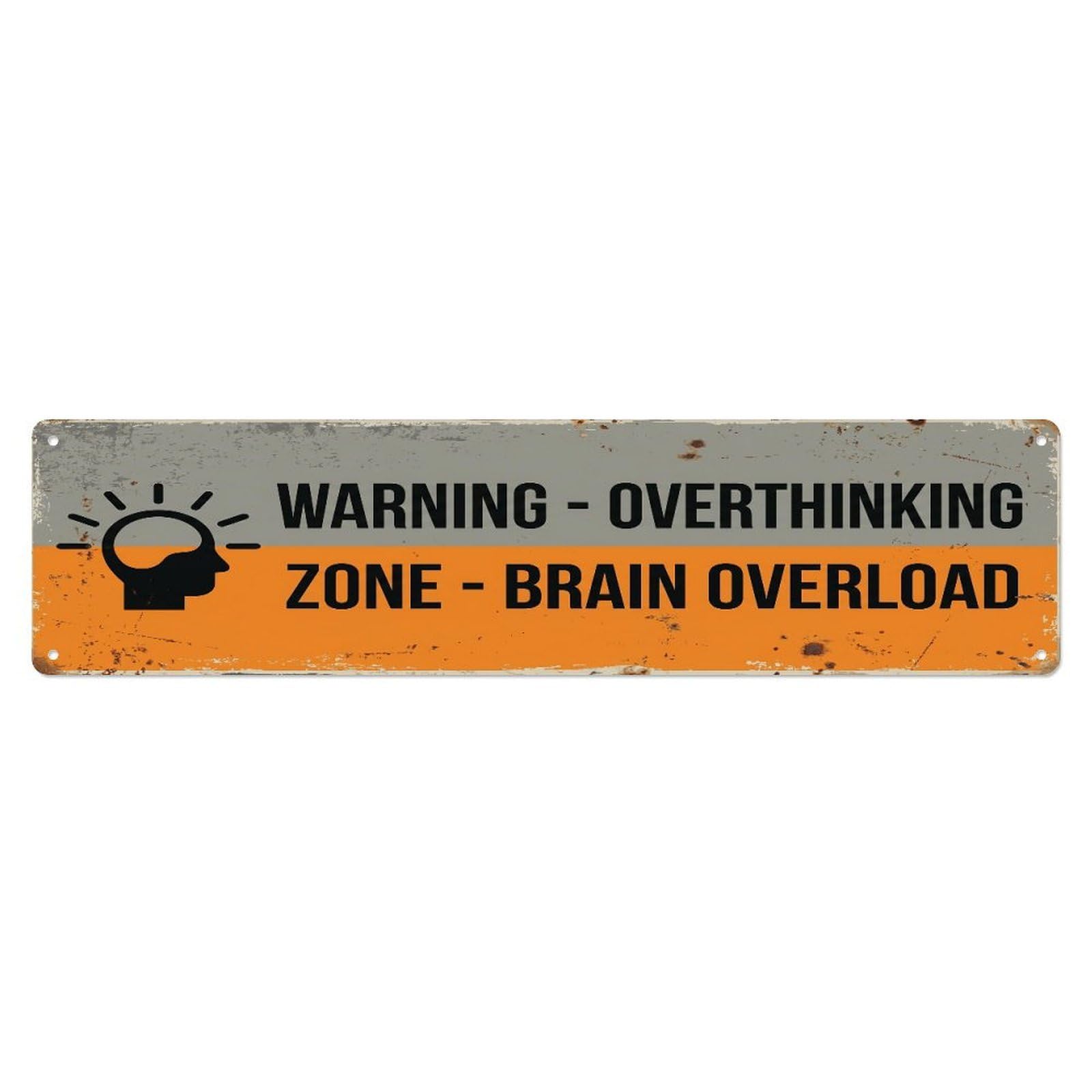 Fqcyn Style Metal Tin Sign Vintage Funny Warning Overthinking Zone Warning
