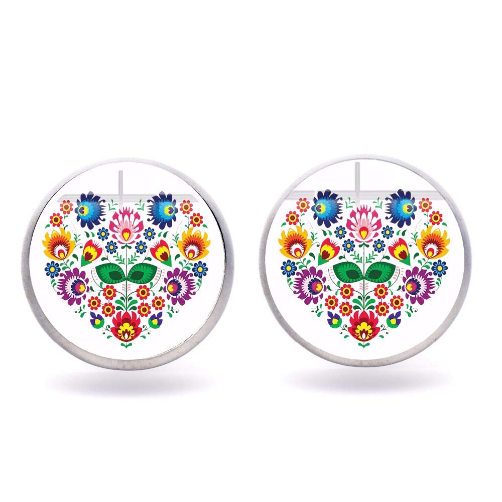 Polish Folk Art Patterns Stud Earring Fashion Jewelry Modern Paper