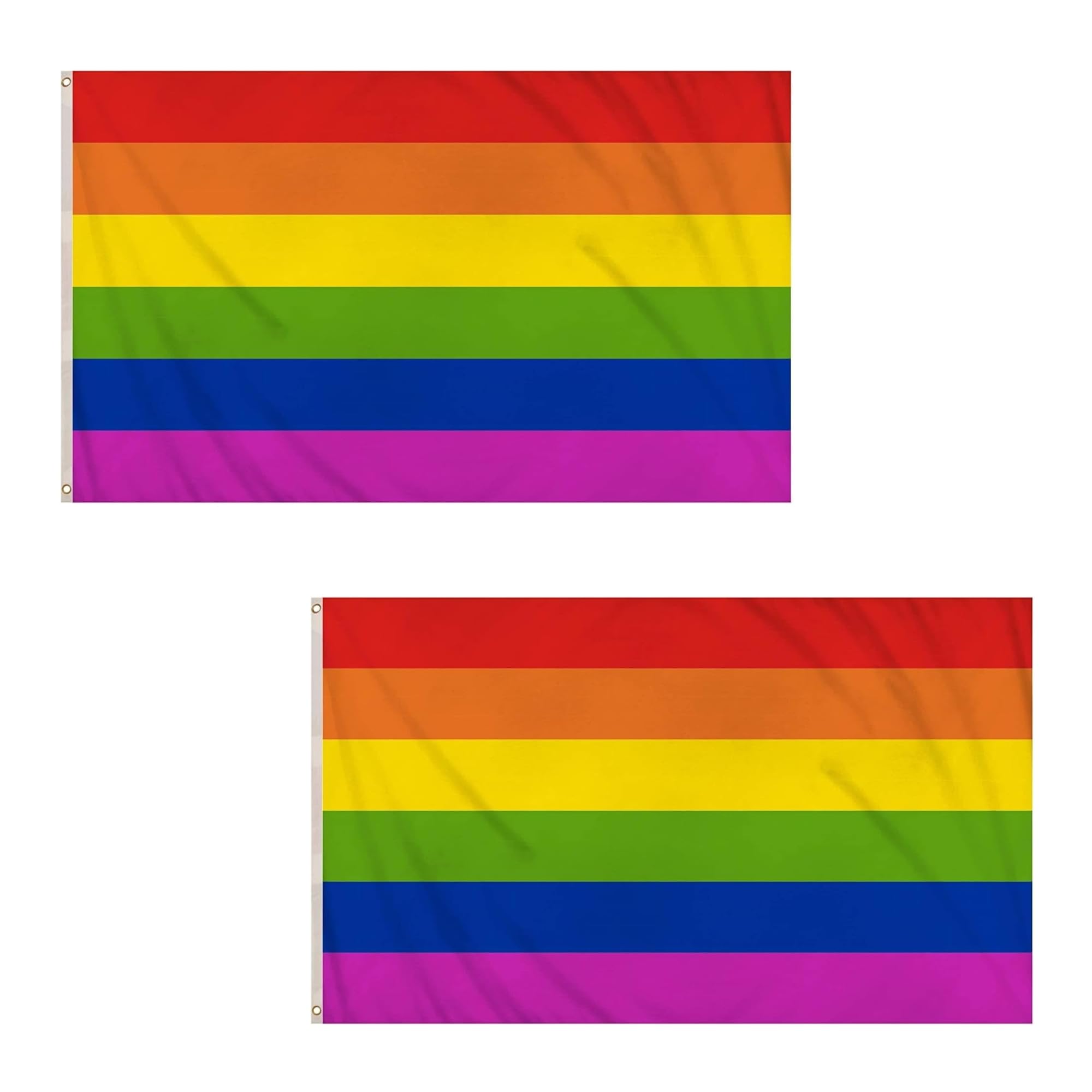 2 Pcs Rainbow Pride Flag 5ft x 3ft with Brass Eyelets Polyester LGBTQ Banner for Pride Month Parades, Equality Events, Home & Garden Decor