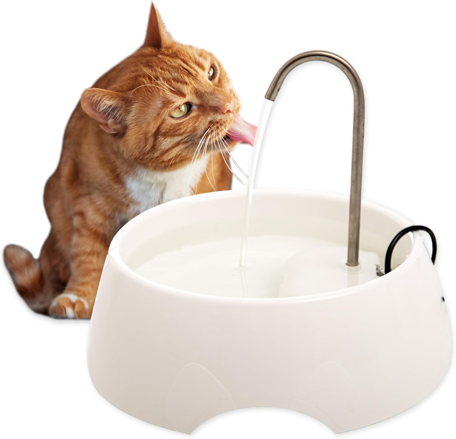 Aqua MINI Portable Pet Water Fountain – Automatic Drinking Bowl for Cats and Dogs – Stainless Steel Faucet – Replaceable Filters – Easy Cleaning – Ideal for Multiple Pets – 1.2L/42 fl oz – White