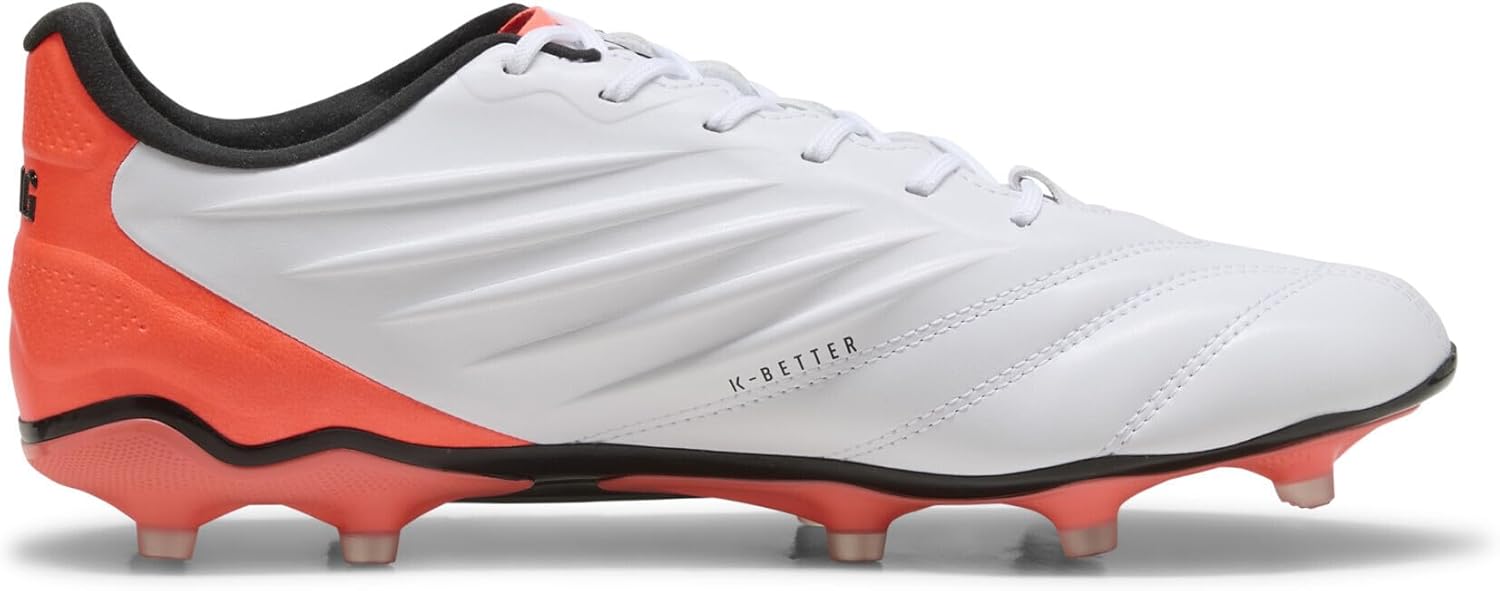 PUMA Unisex King Pro Fg/Ag Football Boots, Puma White PUMA Silver Glowing Red, 43 EU