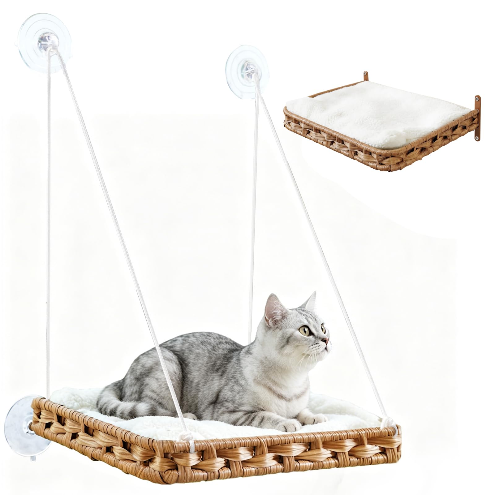 SETVSON Cat Window Perch 2-in-1 Cat Window Hammock Bed, Wall Shelves