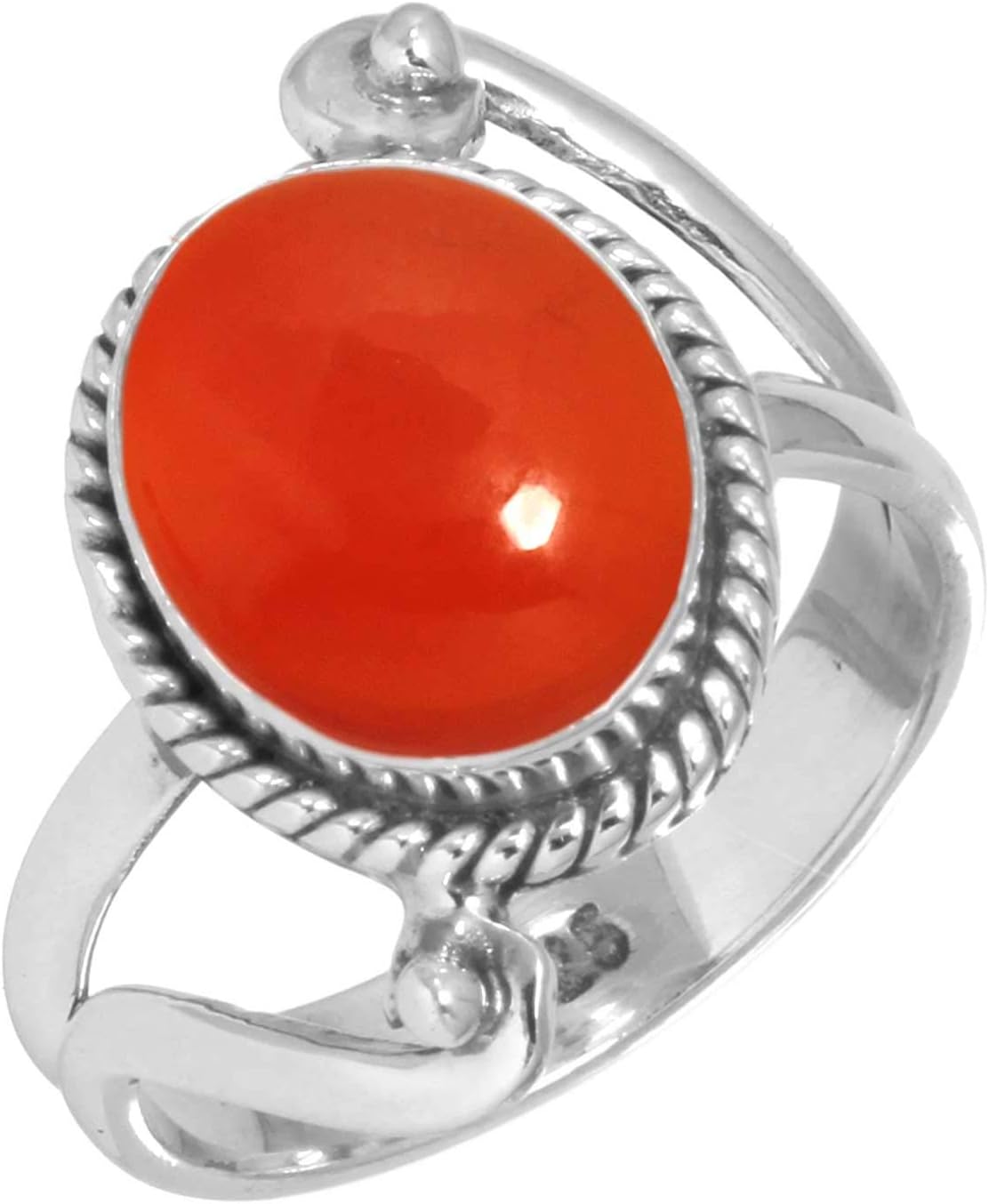 Boho Handmade Jewelry Natural Gemstone Carnelian, Garnet, Onyx, Crystal Oval Genuine 925 Sterling Silver Ring For Women