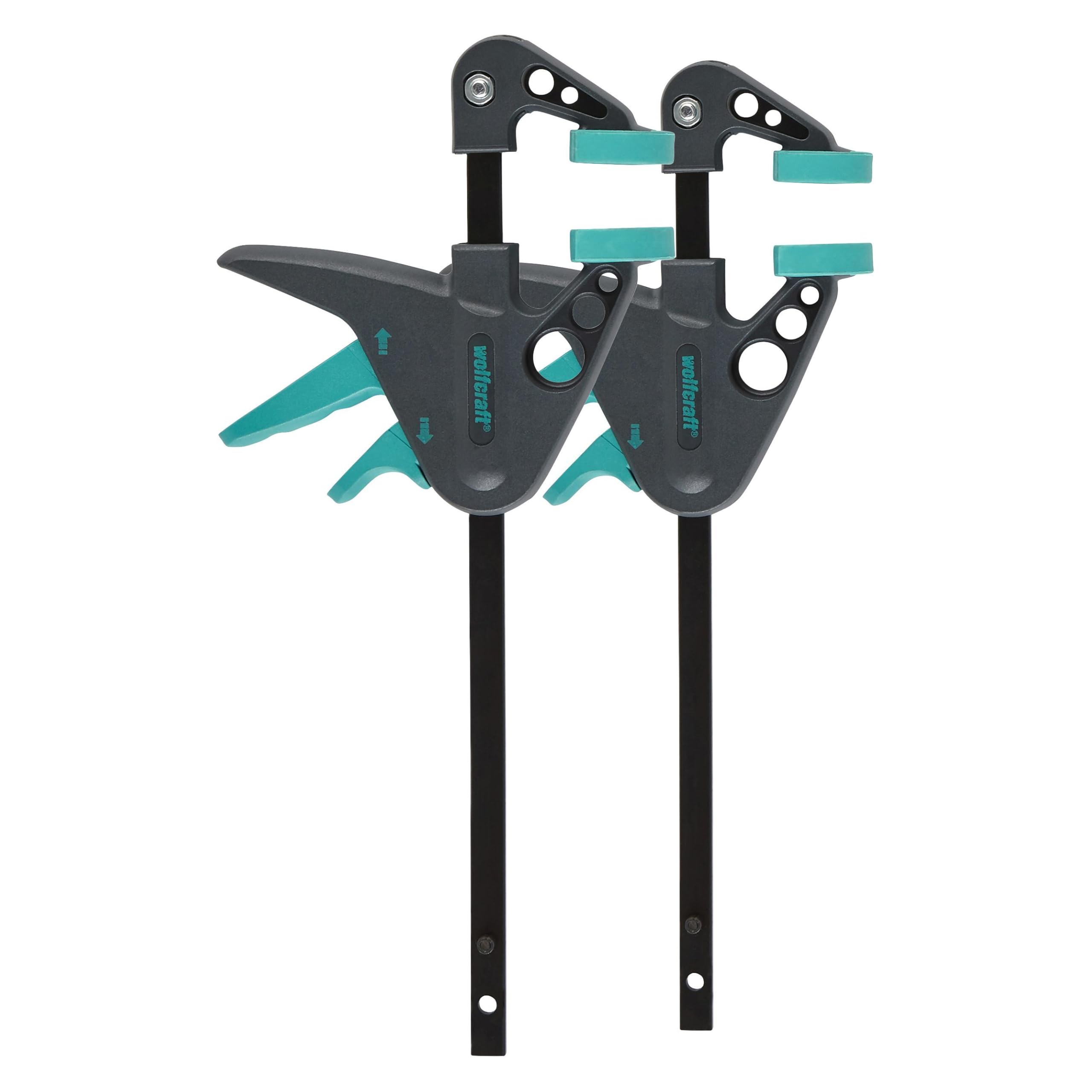 wolfcraft 2 MINI One-Hand Clamps I 3455100 I Handy Helper – Perfect for Hobbies and Craft Projects