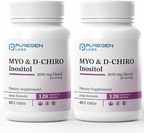 Miniatura 6 de Puregen Labs - Suplemento de inositol Myo inositol y D-Chiro Inositol 2050mg - 120 cápsulas vegetales Sin aditivos nocivos Sin OMG, sin gluten