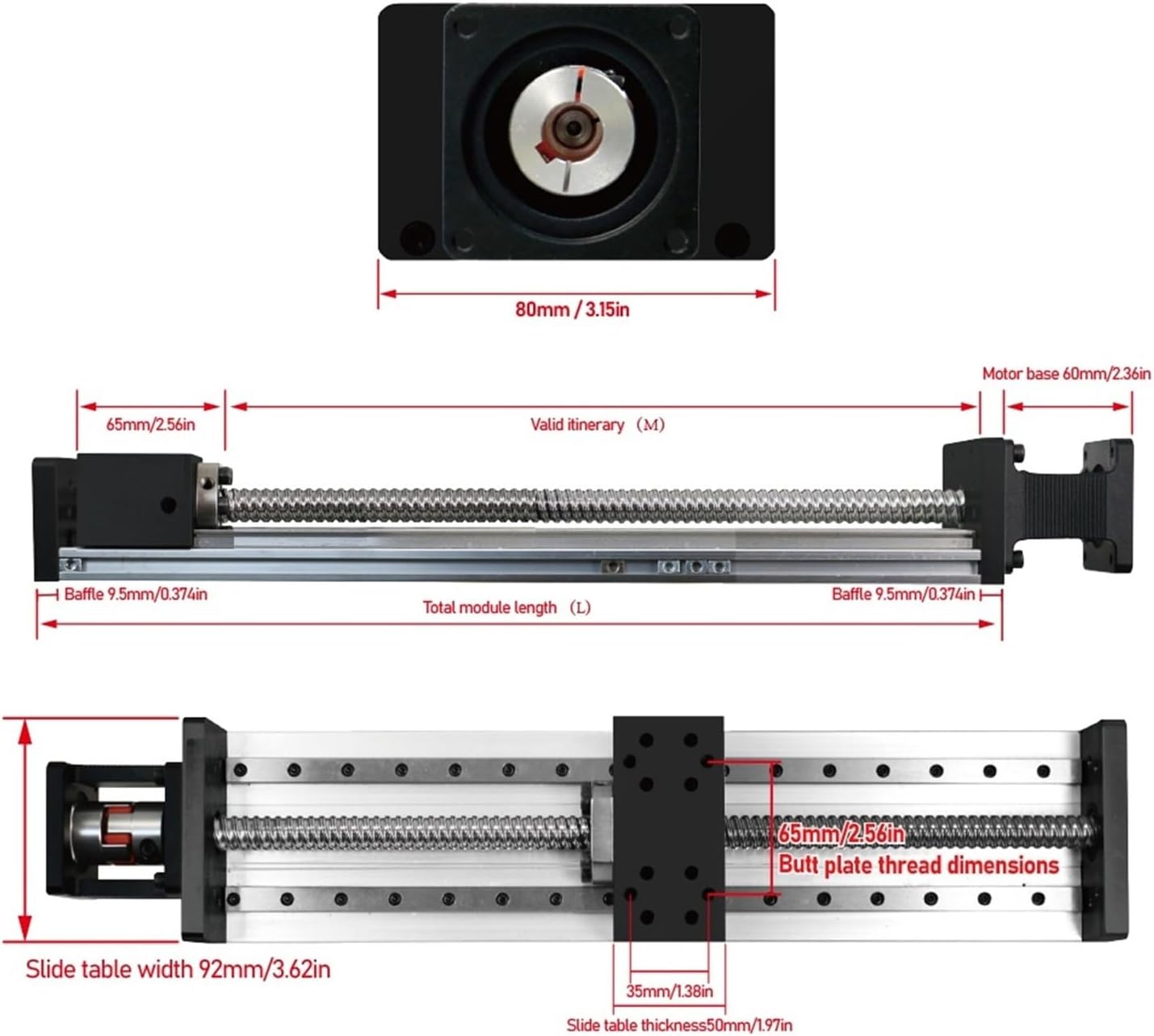 CNC Sliding Table 100mm 250mm 300mm 500mm Motorized Linear Rail Platform Nema 23 Motor Drive Kit Linear Stage XYZ Axis(HL2080 with 1.2N Kit,SFU1610 500mm Long)