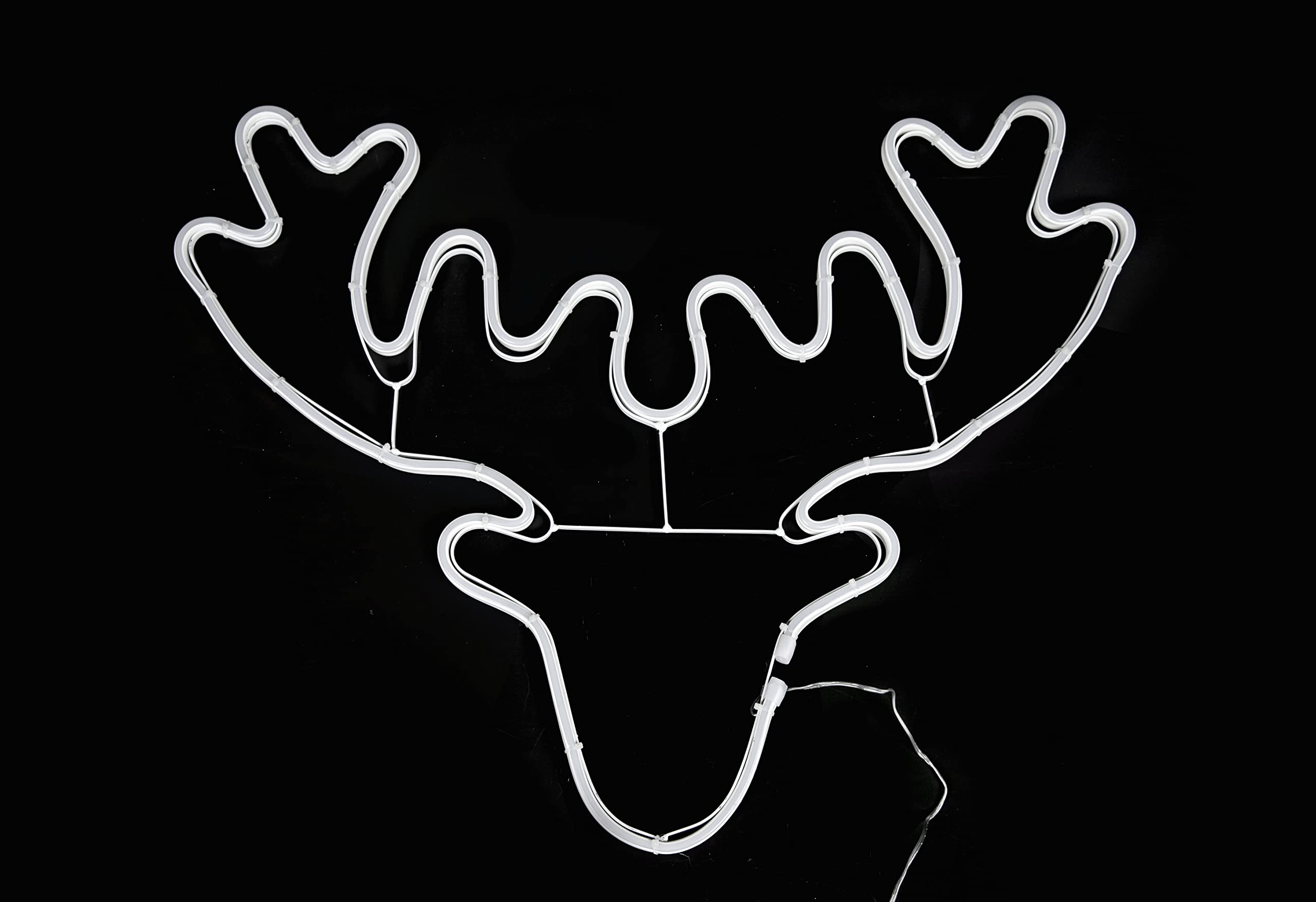 SHATCHI Stag Head Neon Effect Rope Light Silhouette Double Side 90 Cool White LEDs Christmas Outdoor Home Wall Garden Holiday Festive Decorations